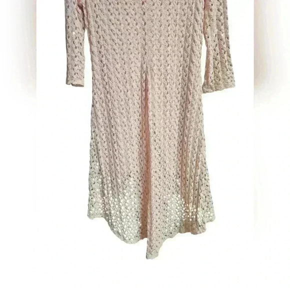 AUW Full Crochet Light Pink Lined Dress Dainty Boho High Low Hem Womens XL - Picture 7 of 13